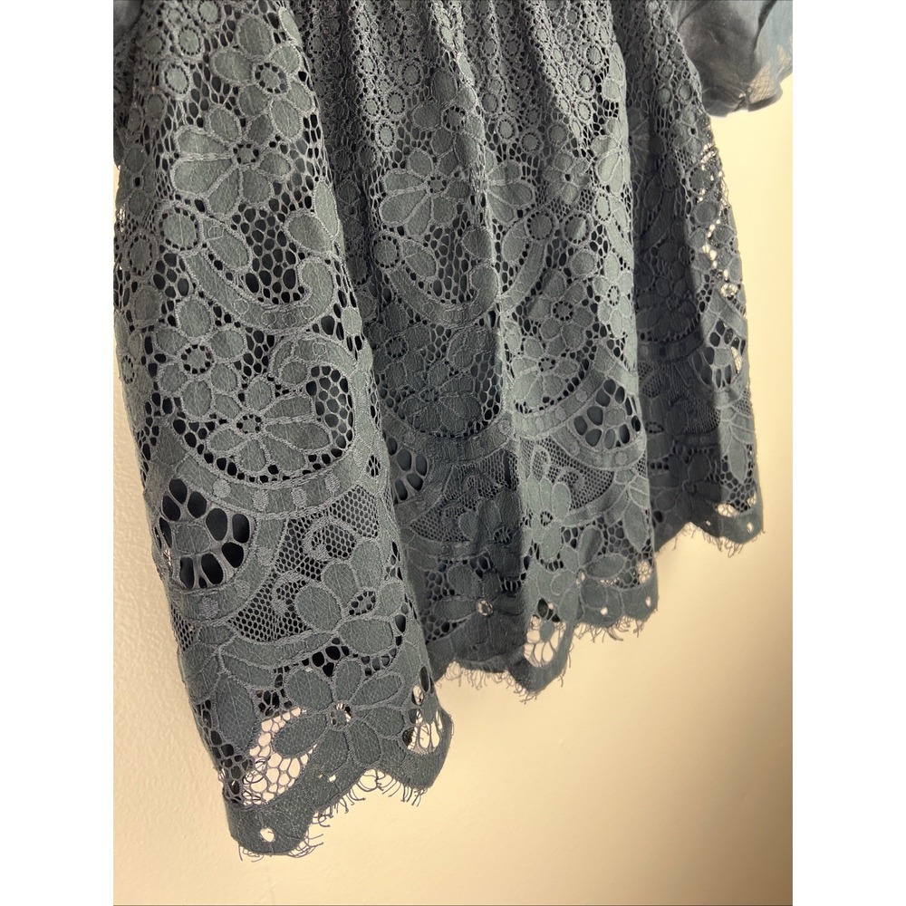 Anthropologie Moulinette Soeurs Womens Top Sz L Messina Lace Puff Sleeved Blouse - Picture 6 of 15